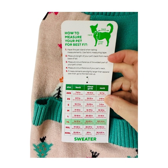 Play On XL Dog Sweater Christmas Trees Pink Green Holiday Pet Apparel nwt - Picture 3 of 3
